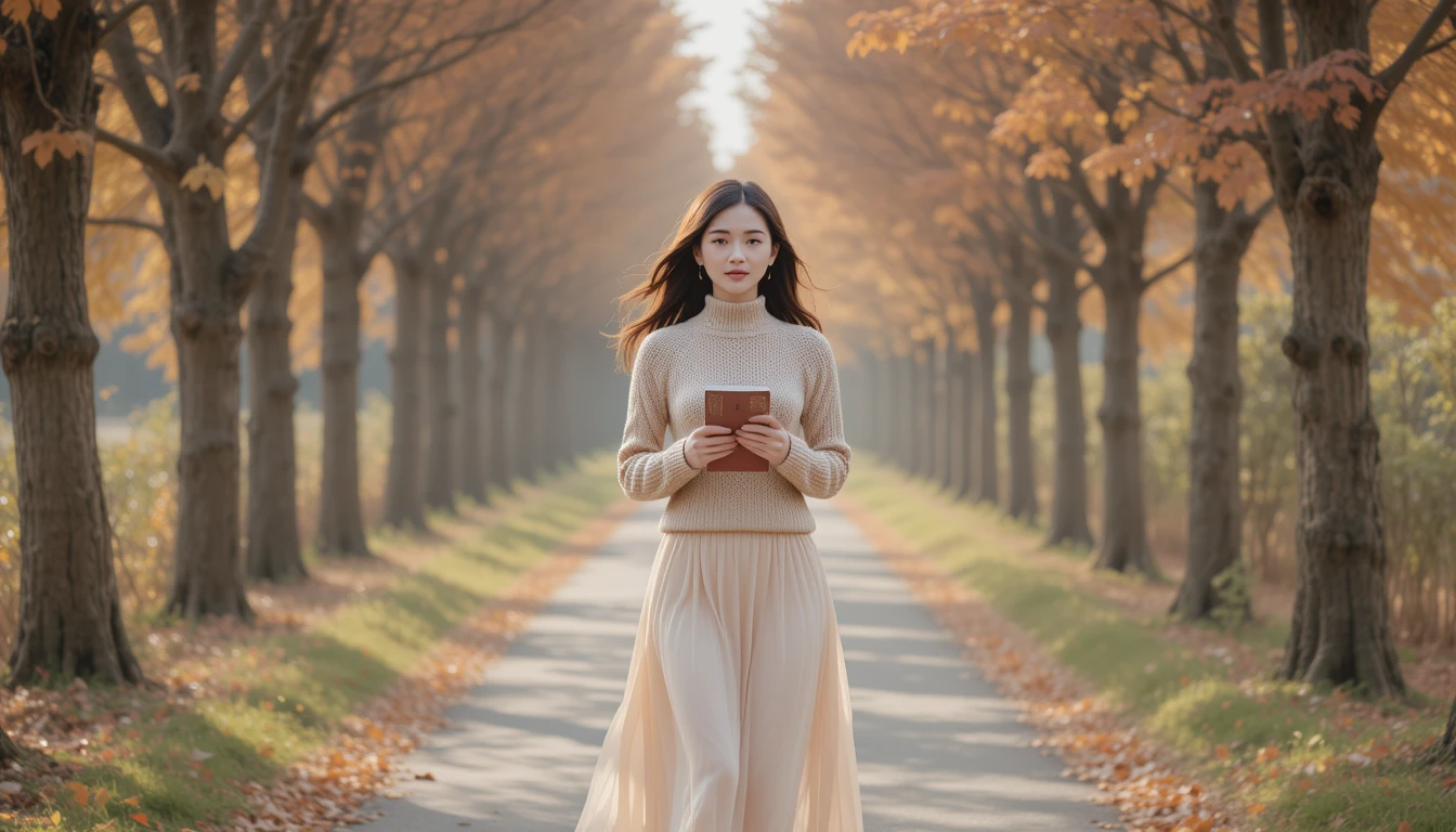 Outfit nữ tính với áo len mỏng và chân váy