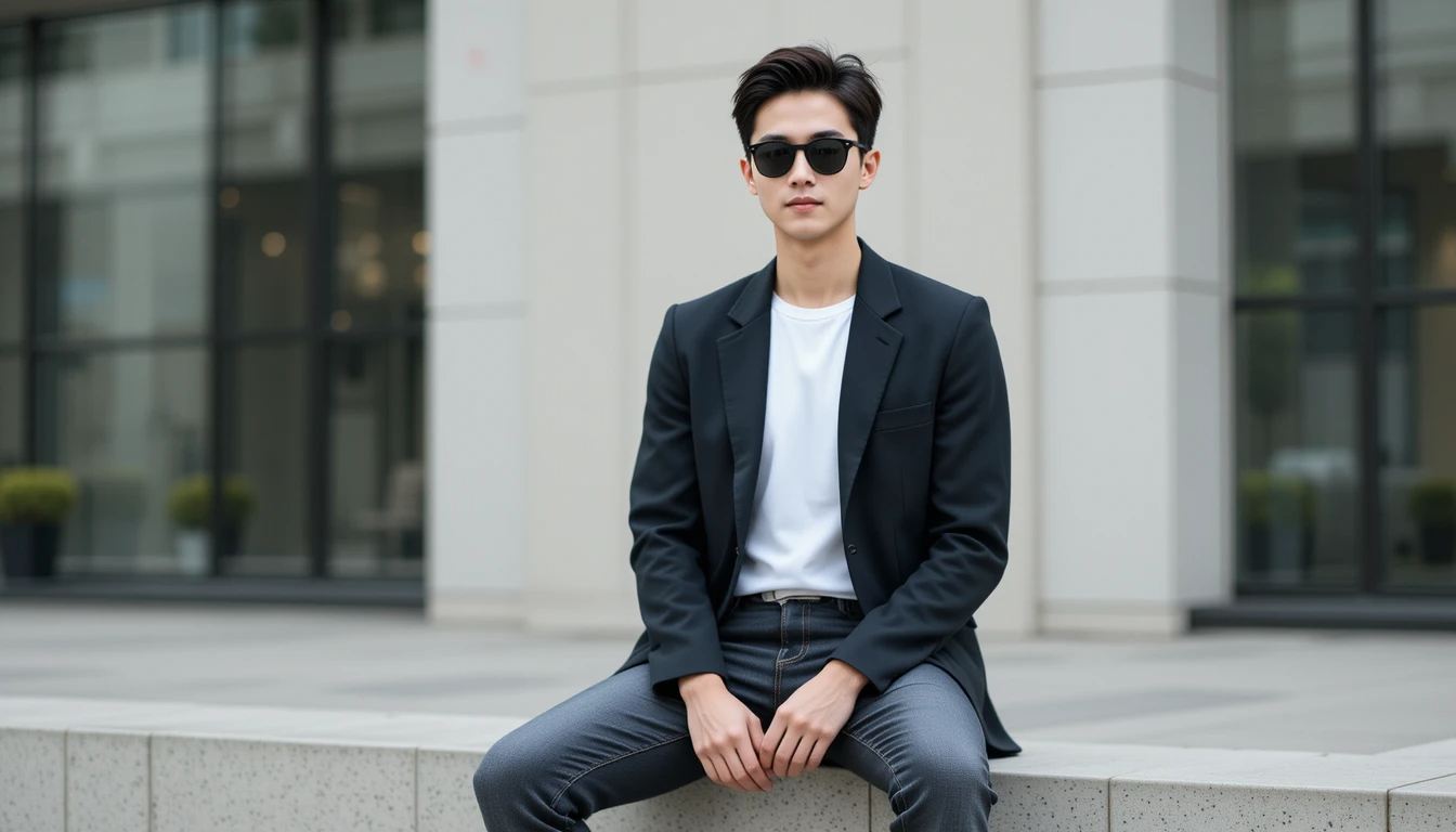 Cách phối blazer trẻ trung với áo thun và quần jean