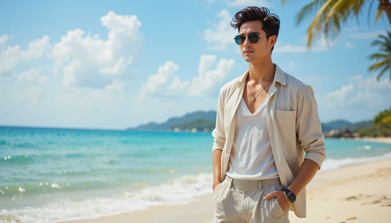 Đi biển mặc sao cho nam tính và cuốn hút?