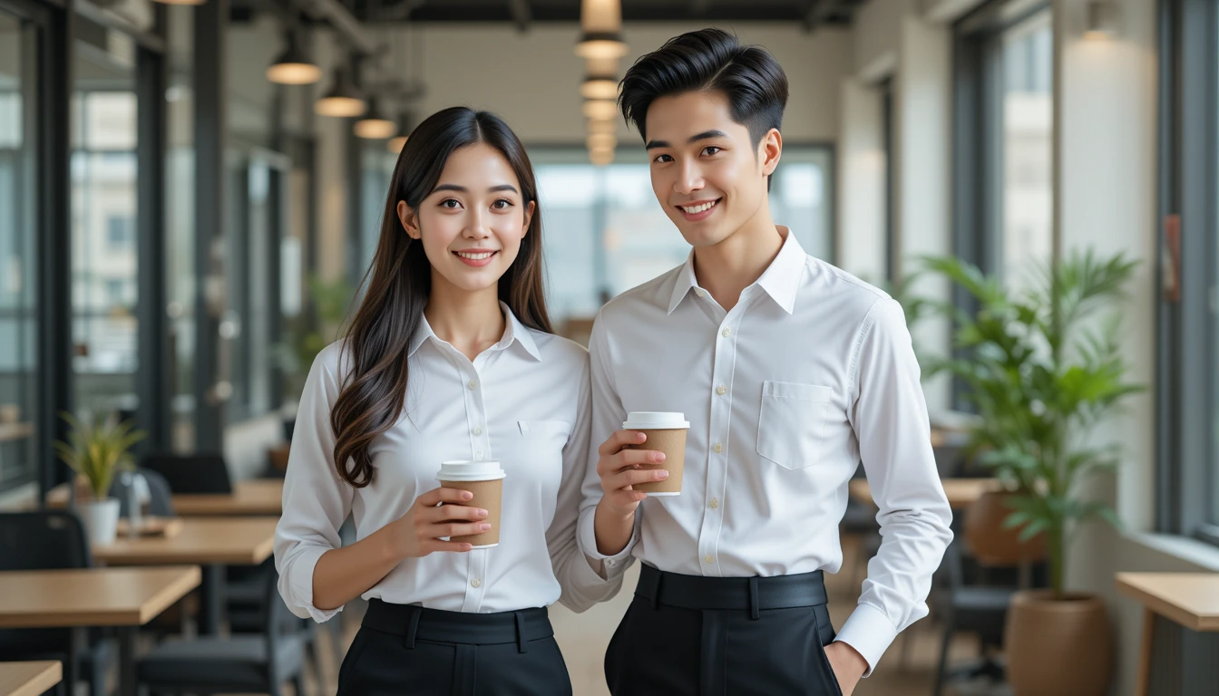 Phối đồ công sở với sơ mi trắng và quần tây